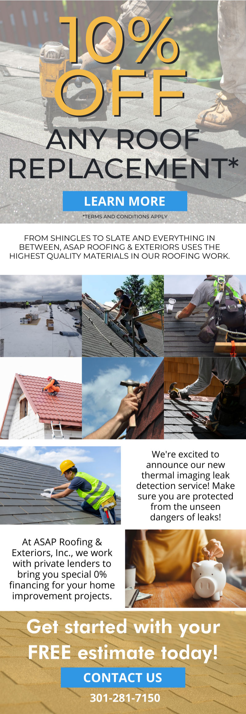 10% Off Any Roof Replacement Infographic